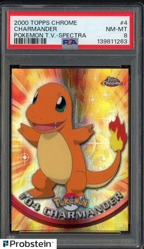 2000 Topps Chrome Pokemon T.V. Spectra #4 Charmander PSA 8 NM-MT