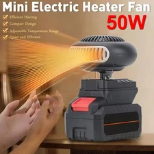 Small Space Heater 50W 2 Gears Battery Operated Electric Fan Heater w/Battery