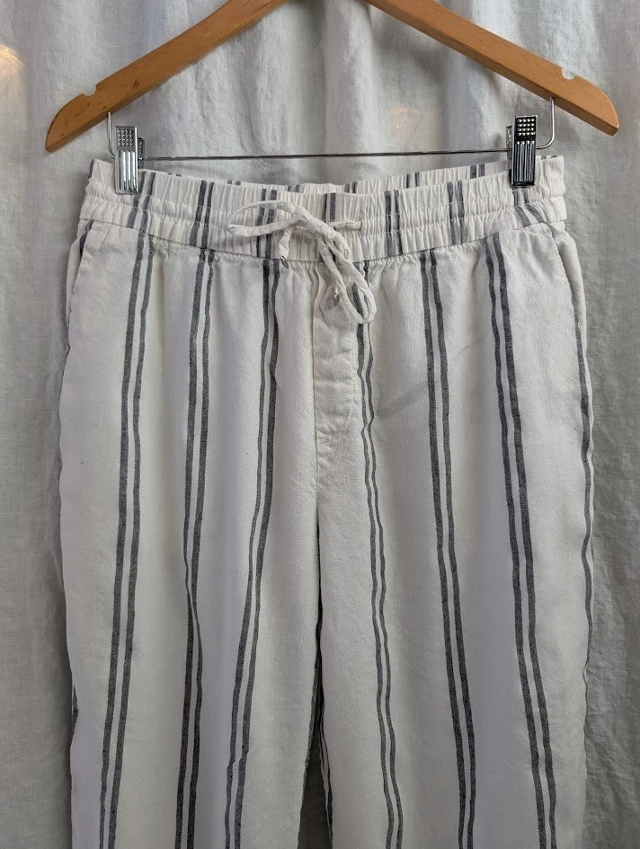 GAP Off White Negro Rayas Lino y Rayón Pantalón Tobillo Mujer Talla 8 K3 Foto 2 de 4