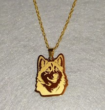 Wolf Necklace Husky Alsatian German Shepherd HQ Gold Engraved Stainles Steel NEW