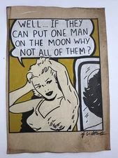 Roy Lichtenstein COA Art Painting Original Drawing Vintage Paper Signed