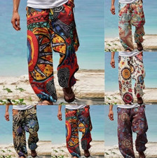 Men's Pants Baggy Hoilday Elastic Waist Beach Harem Shorts Hippy Men Sport S-5XL