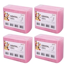500pcs(4 Bags)  13"x18" Pink Disposable Dental Bibs,Waterproof Resistant Napkin