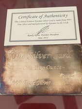 The Silver Card One Troy Ounce .999 Fine Silver Bar Pyromet w/ COA Mint 1 oz
