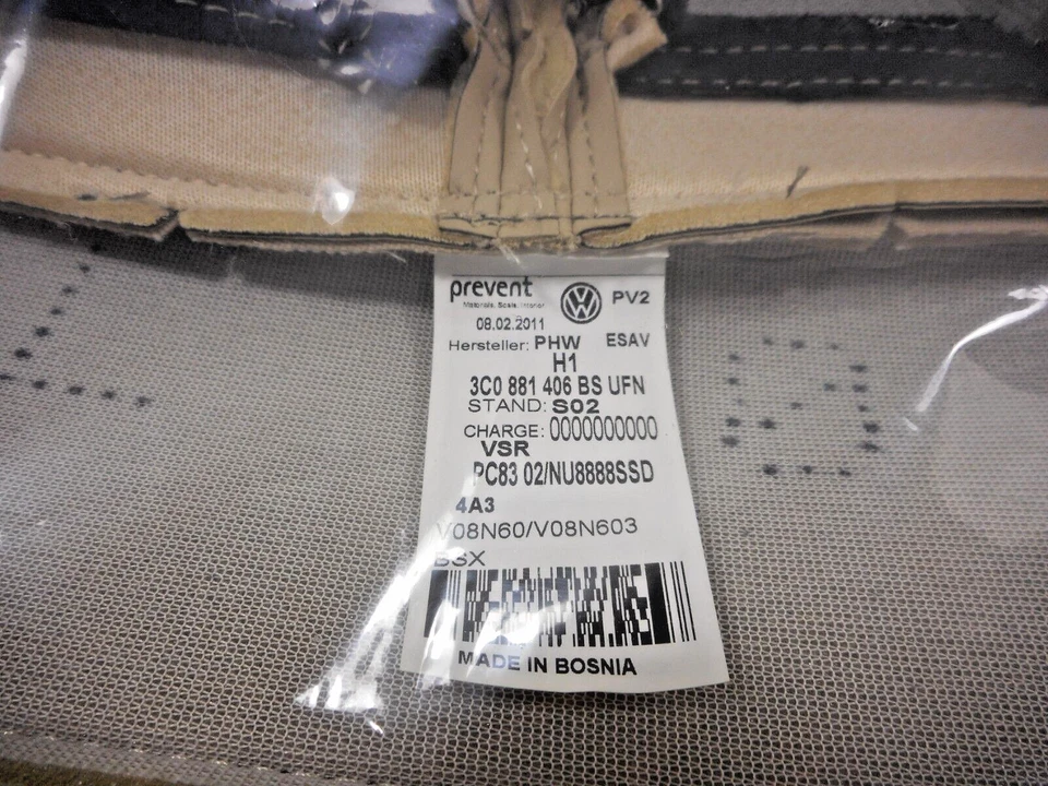 (649) Orig. VW PASSAT Sitzbezug Stoff/Leder Heizung beige 3C0881406BS UFN *NEU* - Bild 4 von 4