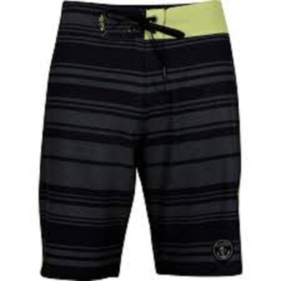 Salt Life Herren Skin & Streifen Verdunsten Stretch Boardshorts Schwarz & Gelb