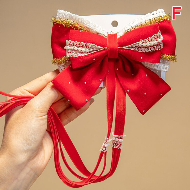 Red Velvet Bow Hair Ornament Hair Circles Pins Christmas New Year Hair