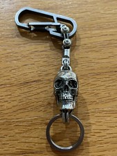 EDC Titanium Carabiner Keychain, Wallet Chain Accessory, XL Brass Skull, 7-3/8  