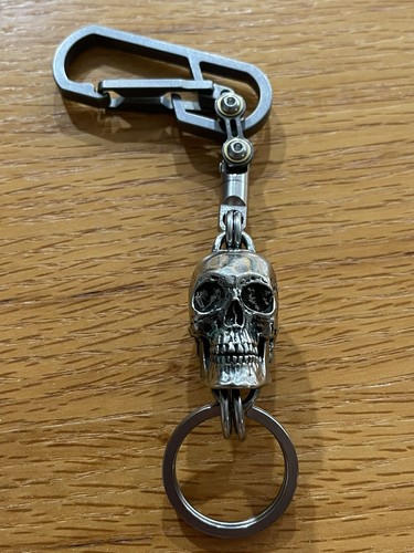 EDC Titan Karabiner Schlüsselanhänger, Portemonnaie Kette Zubehör, XL Messing Totenkopf, 7-3/8"