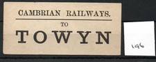 Cambrian Railways CR - Luggage Label (196) - Towyn