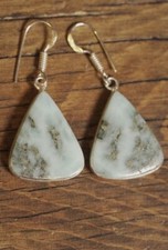 Blue Natural Larimar Triangular Dangle Earrings 1.5" Artisan Southwest