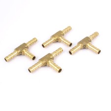 4 Pcs Brass T-Shape 3 Ways Hose Barb Fitting Adapter Coupler Connector 6mm Dia