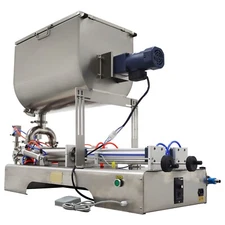 2 Nozzles 100-1000ml Horizontal Mixing Hopper Paste Sauce Filling Machine Filler