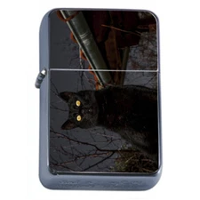 Black Cat Em9 Flip Top Oil Lighter Wind Resistant 