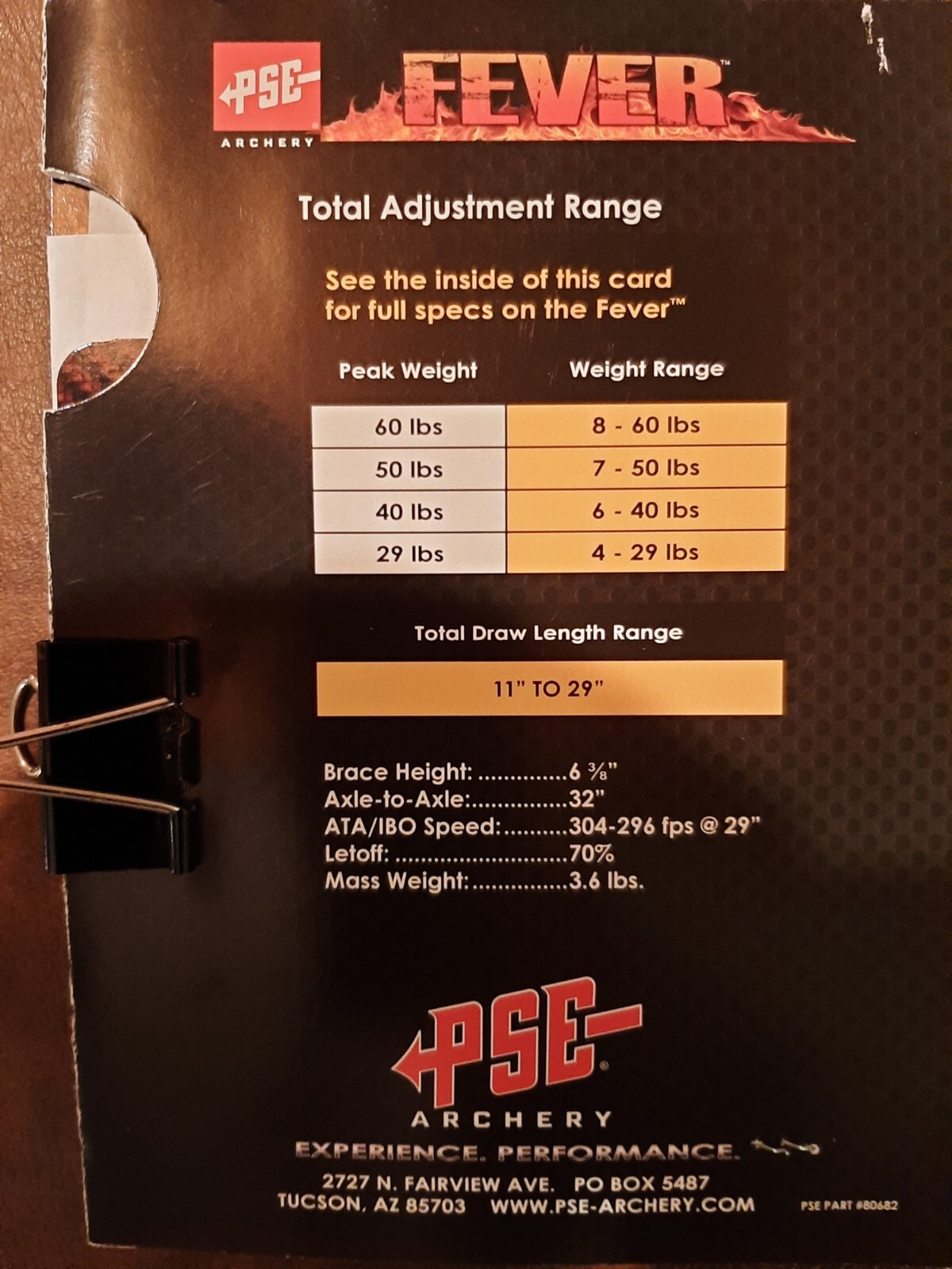PSE FEVER Compound Bow PACKAGE for Youth RH 11.5" to 29"DL / 540