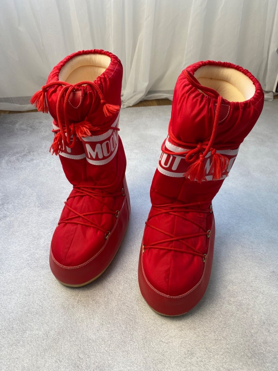Vintage Italy Moon Boot Tecnica Red Nylon Chunky Boots 42-44 size