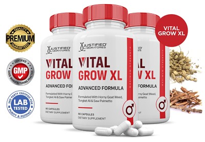 VItal Grow XL for Men Advanced Formula 1484MG Pills Vitamin Supplement 3 Pack