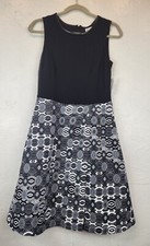 MiXT by Heidi Weisel Women White Black Geometric Dress 6 NO BELT