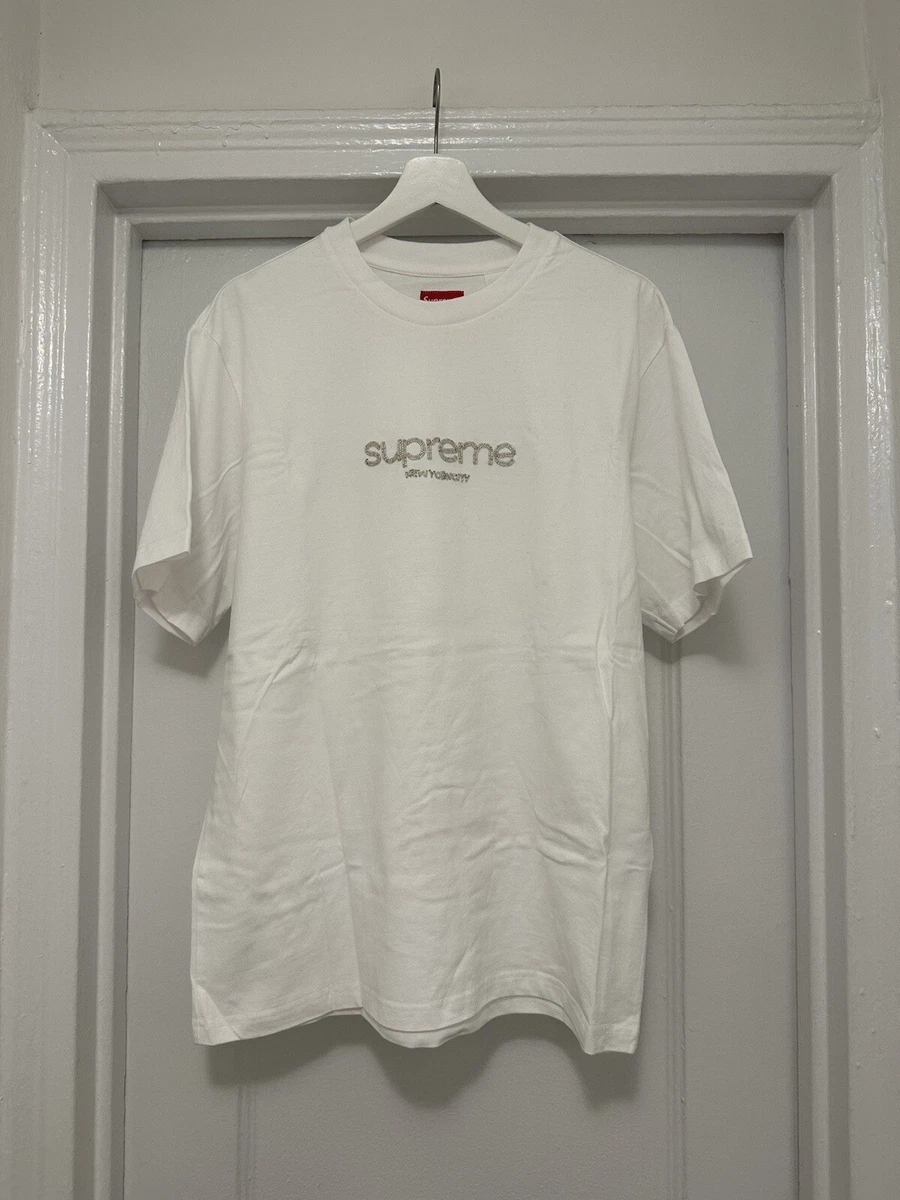 Supreme NY Beaded Logo Tee T-Shirt 2022 White