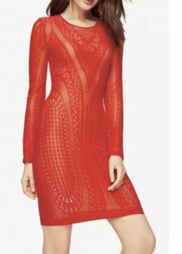 NEW BCBG MAXAZRIA LALA LACE BODYCON SCARLET PENCIL DRESS SZ S - Picture 3 of 7