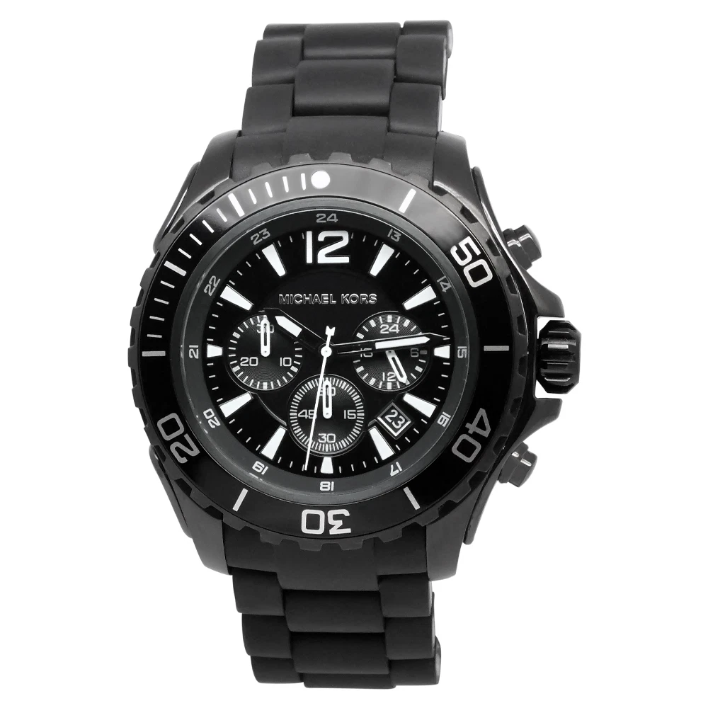 OROLOGIO MICHAEL KORS DRAKE TONO NERO SILICONE AVVOLTO BRACCIALE ACCIAIO NERO MK8211