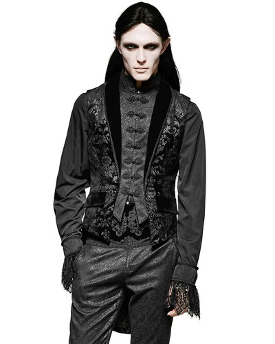 Punk Rave Da Uomo Gilet Gilet FRAC Nero Damascato Gothic Steampunk Regency  | eBay