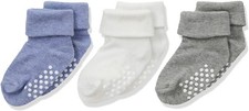 Jefferies Socks Kids 179035 Non-Skid Cotton Turn Cuff Socks 3 Pair Pack Size 3-7