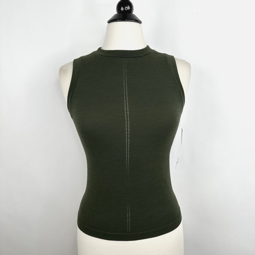 Camiseta sin mangas sin costuras Athleta Ascent XS Aspen oliva transpirable ajustada cuello redondo nueva con etiquetas - Imagen 2 de 8