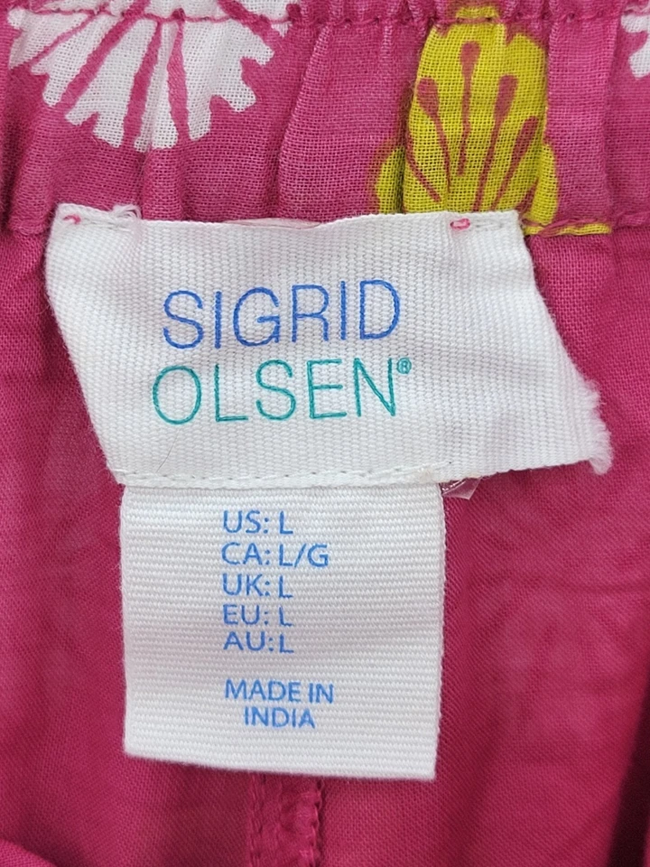 Sigrid Olsen Skirt Womens Large Pink Gold Floral Tiered Ruffled Pull On Artsy - Image 3 of 4