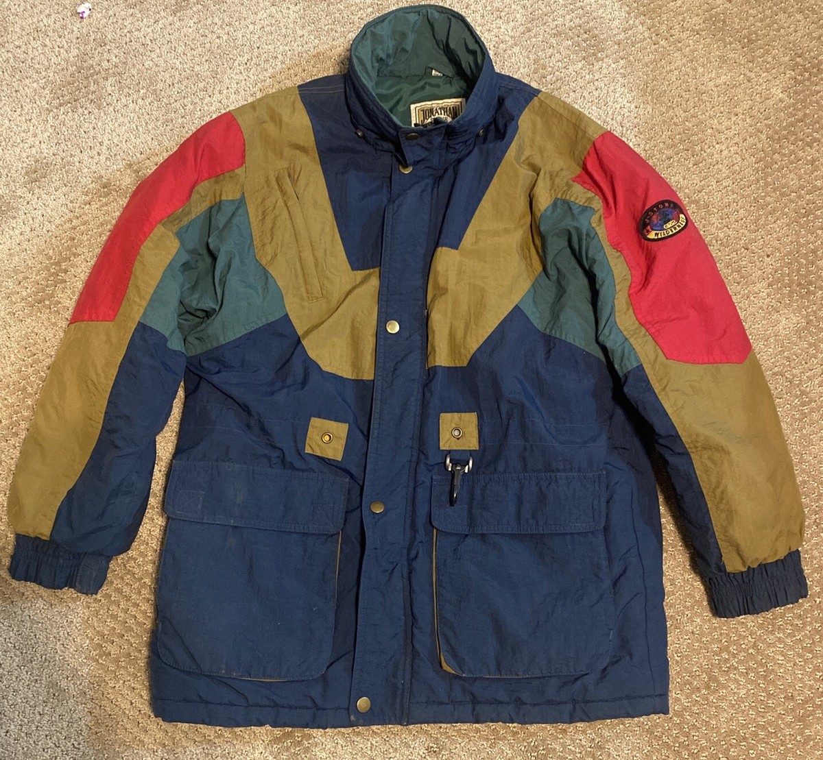 Vintage 90s Jonathan Stone Earth Tones Colorblock Ski Snow Jacket