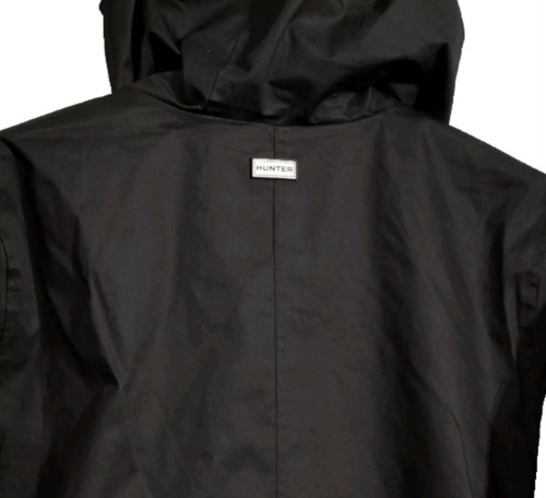 HUNTER Women's Size XS Cotton Smock Hooded Rain Jacket Water Resistant Black - Picture 6 of 12