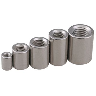 Round Coupling Nuts M3-M16 Connection Thread Bar Stud Long Nuts 304 A2 Stainless