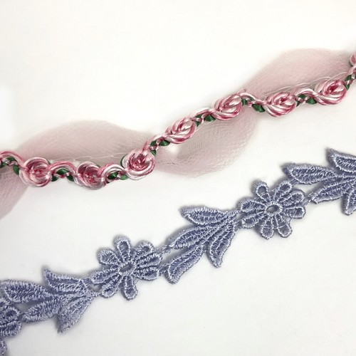 2 romantic frilly feminine sewing trims 7+ yards floral tulle - Picture 3 of 4