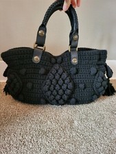 Gerard Darel Crochet Knit Tote Black