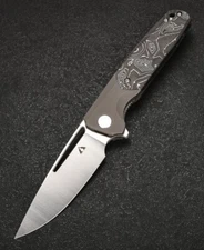 CMB Made Knives Darma Folding Knife 3.7" M390 Steel Blade Titanium/CF/Stainless