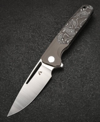 CMB Made Knives Darma Folding Knife 3.7'' M390 Steel Blade Titanium/CF/Stainless