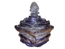 FENTON Vintage Amethyst Purple Covered Candy Trinket Dish Butterfly Finial FENTO