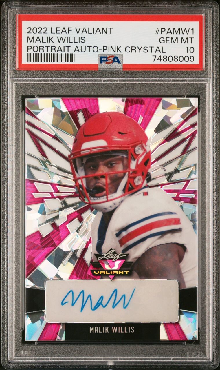 Malik Willis Leaf Valiant Portrait Autographs #PAMW1 Pink Crystal