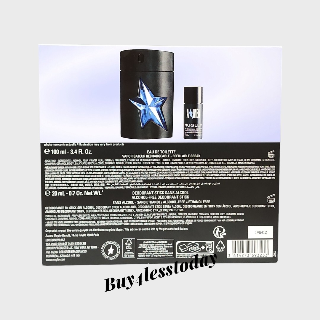 Angel Amen by Mugler Gift Set 3.4oz EDT Refillable Rubber Spray +