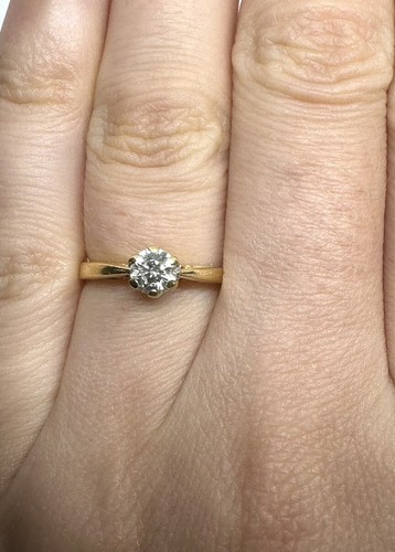 18ct Gold Diamond Ring 18K Yellow Gold 0.33ct Diamond Engagement Ring Vintage - Picture 4 of 24