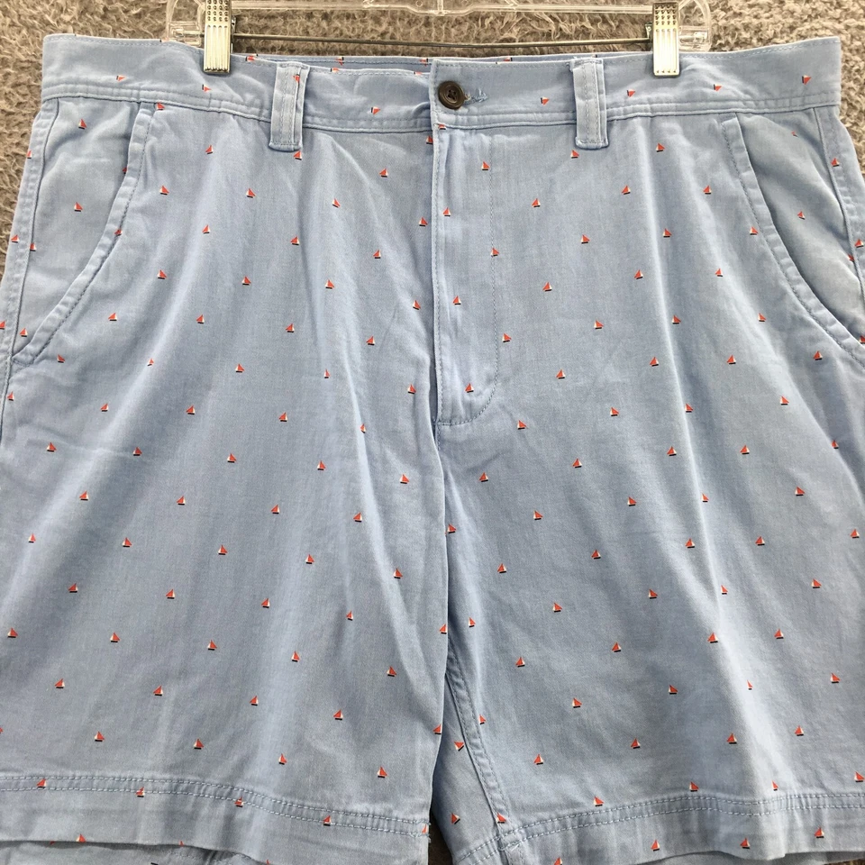 St Johns Bay Boat Print Chino Shorts Mens 40 Blue Cotton Blend Mid Rise Zip NEW - Image 2 of 4