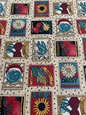 1,5 Yrd X 45” Springs Industries 100% Cotton Fabric Vegetables & Flowers Prints