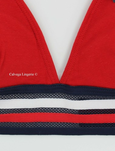 NUEVO CON ETIQUETAS TOMMY HILFIGER R70T602 Bralette Clásico Algodón Inalámbrico Acolchado, Rojo Manzana - Imagen 2 de 8