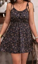 SHEIN Frenchy Curve Blue Purple Floral Slip Sun Dress Short Plus Size 1xl 18 New
