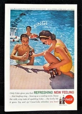 1962 Coca-Cola Pretty Girl Swimming Pool Basketball Hoop Bottles Photo Print Ad