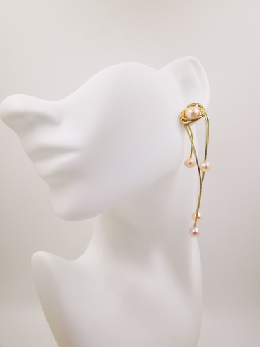 9ct Gold Plated Seawater Pearl Dangle Drop Flows Earrings Birthday Gift - Picture 5 of 11