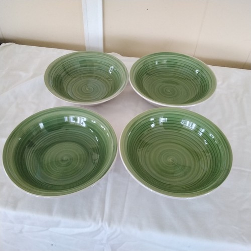 Royal Norfolk Green Swirl Stoneware Soup/Cereal Bowls Set of 4
