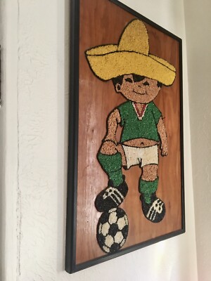 1970 World Cup~Mexico Soccer Boy Mascot Juanito Wall Hanging