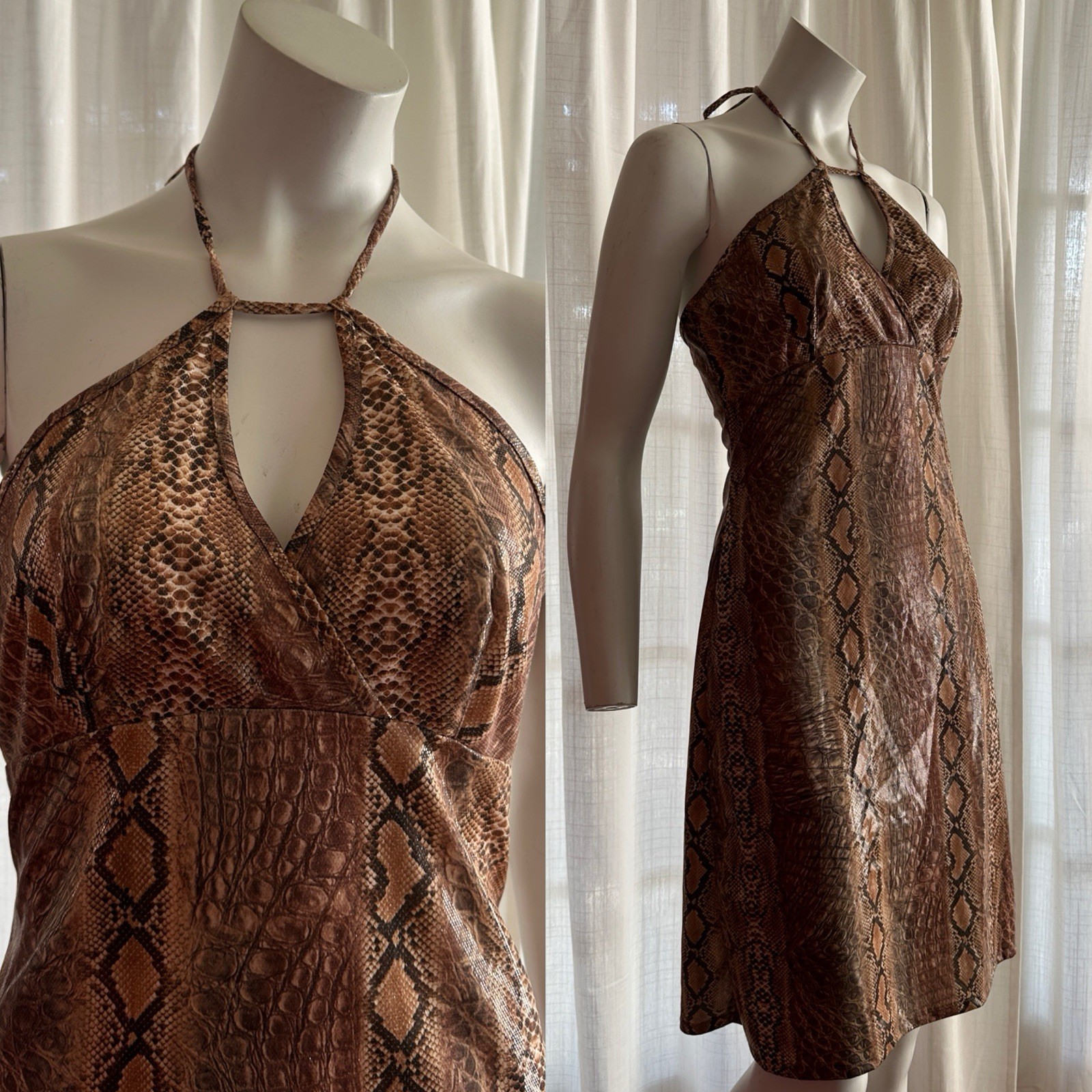 Vintage 90s Python Snakeskin Bodycon Bombshell Dr… - image 1