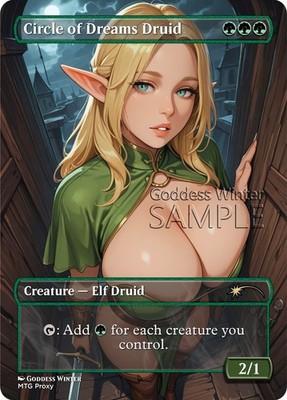 MTG - Circle of Dreams Druid - Fanart Borderless Style - EDH / Playtest